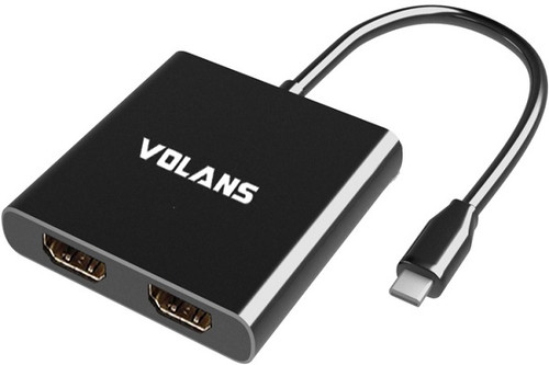 Volans VL-UC2H, Aluminium USB-C to Dual HDMI 2.0 Adapter – 4K@60Hz, 1 Year Warranty