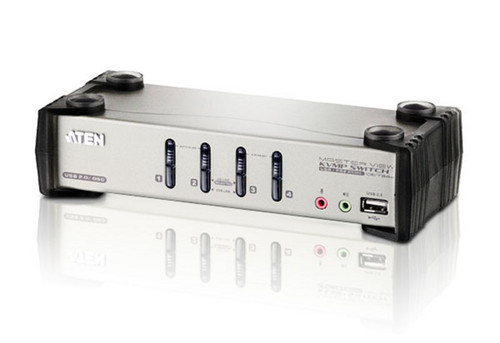 Aten Desktop KVMP Switch 4 Port Single Display VGA w/ audio & OSD, 4x Custom KVM Cables Included, 2x USB Port, Selection Via Front Panel Aten Desktop KVMP Switch 4 Port Single Display VGA w/ audio & OSD, 4x Custom KVM Cables Included, 2x USB Port, Selection Via Front Panel
