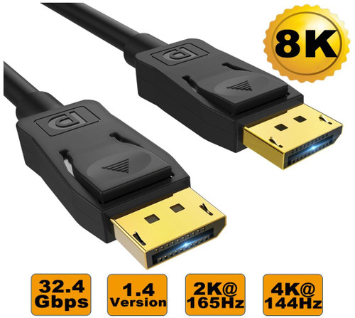 8Ware 3m Ultra 8K DisplayPort DP1.4 Cable - Male to Male Gold Plated 7680x4320 8K@60Hz 4K@144Hz 32.4Gbps UHD QHD FHD HDP HDCP HDTV HDR 28AWG 8Ware 3m Ultra 8K DisplayPort DP1.4 Cable - Male to Male Gold Plated 7680x4320 8K@60Hz 4K@144Hz 32.4Gbps UHD QHD FHD HDP HDCP HDTV HDR 28AWG