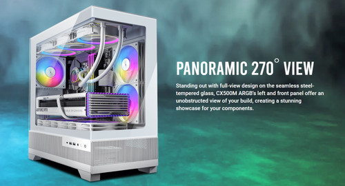 Antec CX500M ARGB White Seamless  mATX, ITX, USB-C, Up to 6 Fans. 3 x RGB included (2x Front Right, 1 x Rear). Gaming Case Antec CX500M ARGB White Seamless  mATX, ITX, USB-C, Up to 6 Fans. 3 x RGB included (2x Front Right, 1 x Rear). Gaming Case