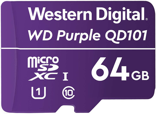 Western Digital WD Purple 64GB MicroSDXC Card 24/7 -25°C to 85°C Weather & Humidity Resistant for Surveillance IP Cameras mDVRs NVR Dash Cams Drones Western Digital WD Purple 64GB MicroSDXC Card 24/7 -25°C to 85°C Weather & Humidity Resistant for Surveillance IP Cameras mDVRs NVR Dash Cams Drones