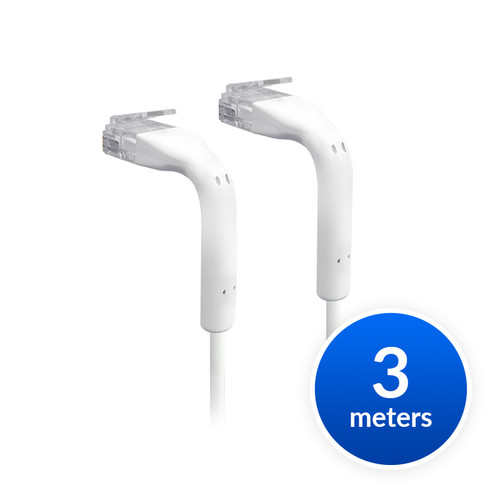 Ubiquiti UniFi Patch Cable Single Unit, 3m, White, End Bendable to 90 Degree, RJ45 Ethernet Cable, Cat6, Ultra-Thin 3mm Diameter, Incl 2Yr Warr