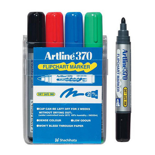 Artline 370 Flipchart Marker Assorted 4 Colours