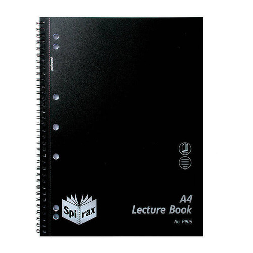 Spirax P906 Polypropylene Lecture Book 140 Page Black Pack of 10