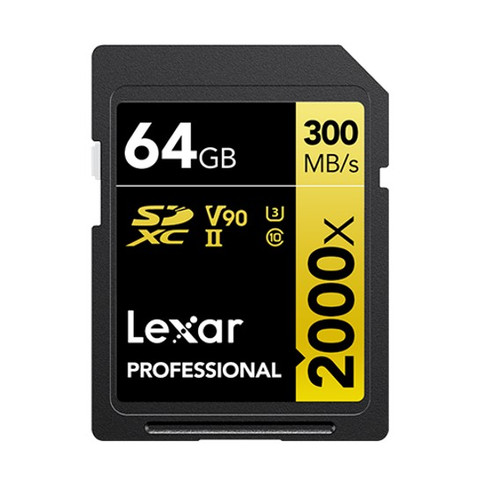 Lexar Professional 2000x 64GB SDHC/SDXC UHS-II Card GOLD Series 64GB – C10, UHS-II (U3), V90, up to 300MB/s read, 260MB/s write
