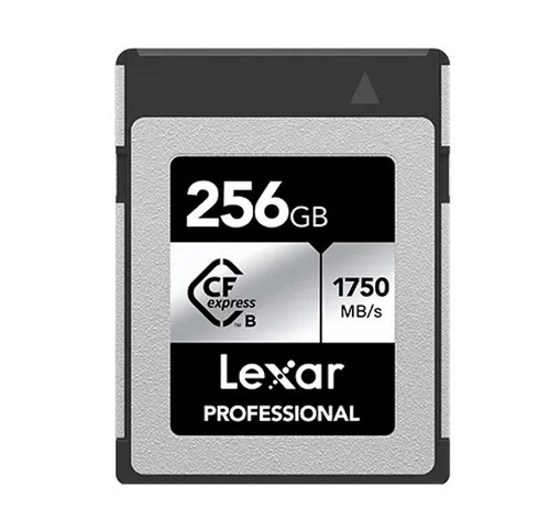 Lexar Professional CFexpress Type B card Silver Series 256GB—Up to 1750MB/s read, up to 1300MB/s write,minimum sustained write speed 480MB/s1