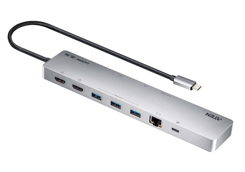 Aten 11-in-1 USB-C Multiport Dock with Power Pass-Through, 2x HDMI, 2x USB-C (1 for power delivery & 1 for data transmission), 3x USB Type-A, 1x SD, 1 Aten 11-in-1 USB-C Multiport Dock with Power Pass-Through, 2x HDMI, 2x USB-C (1 for power delivery & 1 for data transmission), 3x USB Type-A, 1x SD, 1