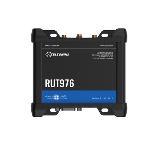 Teltonika RUT976 Redcap 5G Router, Dual-SIM, WAN Failover with 4x Ethernet Ports, Backward Compatible with 4G LTE Cat 4, 2-Year Warranty, PSU included Teltonika RUT976 Redcap 5G Router, Dual-SIM, WAN Failover with 4x Ethernet Ports, Backward Compatible with 4G LTE Cat 4, 2-Year Warranty, PSU included