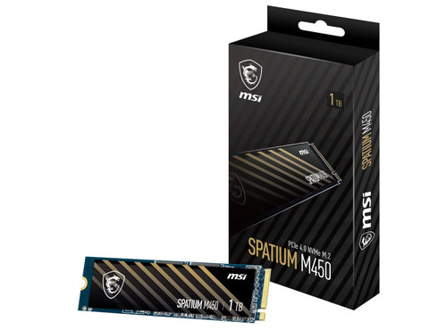 MSI SPATIUM M450 PCIe 4.0 NVMe M.2 1TB SSD, Sequential Read up to 3600MB/s, Sequential Write up to 3000MB/s, 600 TBW, 5 Year Warranty MSI SPATIUM M450 PCIe 4.0 NVMe M.2 1TB SSD, Sequential Read up to 3600MB/s, Sequential Write up to 3000MB/s, 600 TBW, 5 Year Warranty