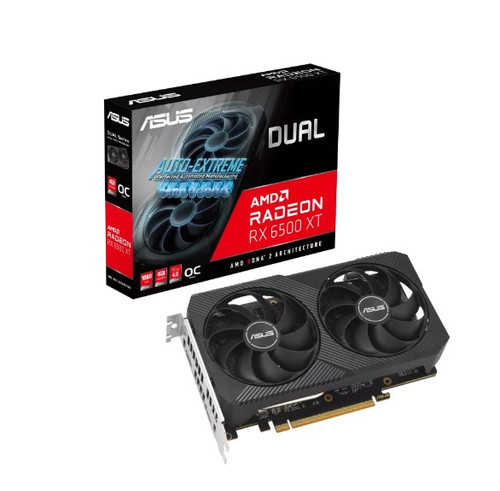 ASUS AMD Radeon DUAL-RX6500XT-O4G-V2  RX 6500 XT V2 OC Edition 4GB GDDR6 with two powerful Axial-tech fans and a 2-slot design