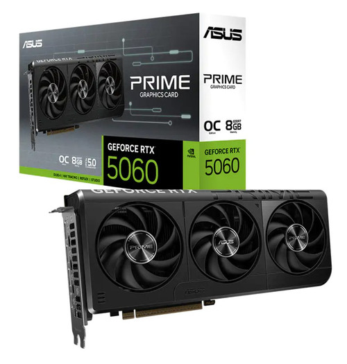 ASUS nVidia GeForce PRIME-RTX5060-O8G RTX5060 8GB GDDR7 OC Edition 2565 MHz Boost Clock, RAM 28Gbps, 630 AI TOPs, Digital Max Resolution