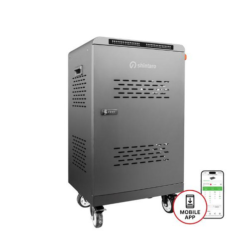 Shintaro 32-Port USB-C PD3.0 2000W GaN Charging Trolley for Smartphone, Tablet, &amp; Notebook Devices &amp; Smart Power Management via InnovateCharger App.