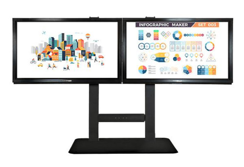 Touchboard Free Standing Fixed Height Dual Screen System. VESA to 1200 x 600, Supports Dual LED Panels up to 75" and 136kg. Black. Touchboard Free Standing Fixed Height Dual Screen System. VESA to 1200 x 600, Supports Dual LED Panels up to 75" and 136kg. Black.
