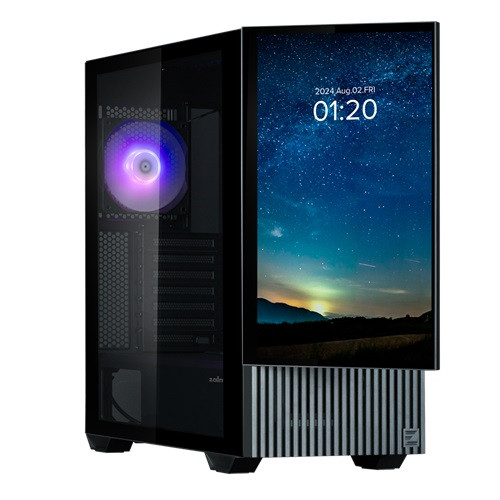 Zalman Z10 DS BLACK, Detachable 15.6" FHD Screen, Mid-Tower, Tempered Glass, Drive Bays: 2x Combo (3.5" or 2.5"), 2x2.5", Expansion Slot: 7, Motherboard Support: ATX / mATX / Mini-ITX, Pre-Installed Fan: 2x120mm(No LED)/1x120mm ARGB, 1 Year Warranty Zalman Z10 DS BLACK, Detachable 15.6" FHD Screen, Mid-Tower, Tempered Glass, Drive Bays: 2x Combo (3.5" or 2.5"), 2x2.5", Expansion Slot: 7, Motherboard Support: ATX / mATX / Mini-ITX, Pre-Installed Fan: 2x120mm(No LED)/1x120mm ARGB, 1 Year Warranty