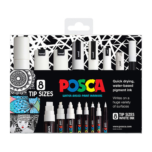 Posca One Ea Tip Size White Pack 8