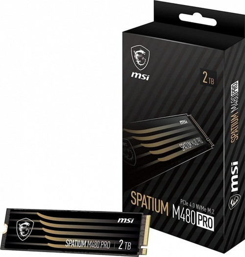 MSI SPATIUM M480 PRO PCIe 4.0 NVMe M.2 2TB SSD, 2GB DDR4, Sequential Read up to 7400MB/s, Sequential Write up to 7000MB/s, 1400 TBW, 5 Year Warranty MSI SPATIUM M480 PRO PCIe 4.0 NVMe M.2 2TB SSD, 2GB DDR4, Sequential Read up to 7400MB/s, Sequential Write up to 7000MB/s, 1400 TBW, 5 Year Warranty