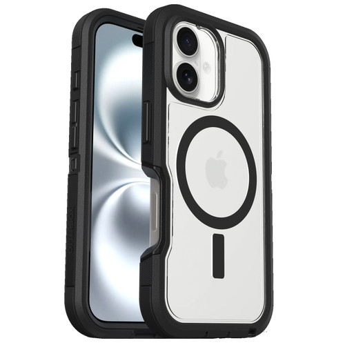 OtterBox Defender XT MagSafe Apple iPhone 16 (6.1') Case Clear/Black - (77-96056), DROP+ 7X Military Standard, Rugged, 7 Years Warranty