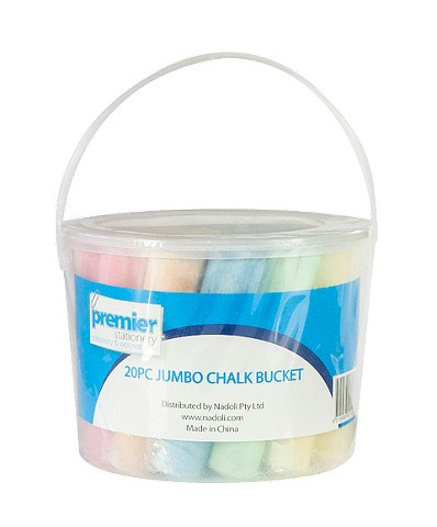 Chalk Jumbo Assorted Colours in Clear Bucket of 20 with Handle Premier 21658389