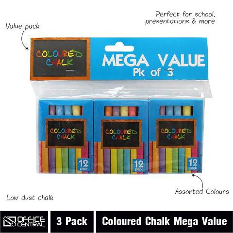 Chalk Coloured 9cm Mega Value 214679 Pack of 3 boxes of 12