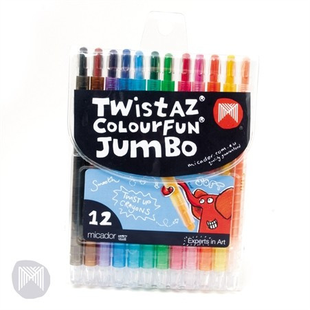 Crayons Twistable Micador Twistaz Colourfun Twist Up Jumbo Durable Wallet 12 Assorted Colours