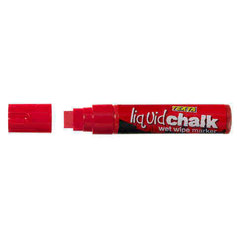 Liquid Chalk Marker Texta Wet Wipe 15mm Jumbo Chisel Card of 1 Red