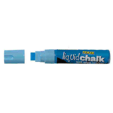 Liquid Chalk Marker Texta Wet Wipe 15mm Jumbo Chisel Card of 1 Blue
