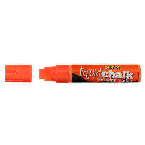 Liquid Chalk Marker Texta Wet Wipe 15mm Jumbo Chisel Card of 1 Orange