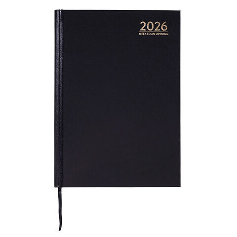 Diary Cumberland Casebound A5 Week To An Opening 57ECBK Black Y2026