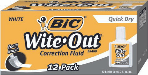 Correction Fluid Bic Wite Out Quickdry 50605 Pack 12