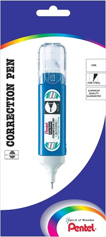 Correction Pen Pentel ZL31W Steel Metal Tip Fine Point Hangsell card of 1 each