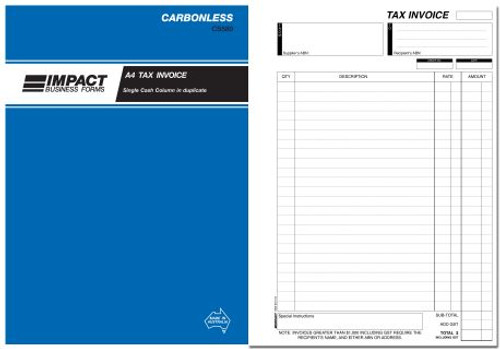 Tax Invoice Book Carbonless Impact A4 SMC Duplicate CS580
