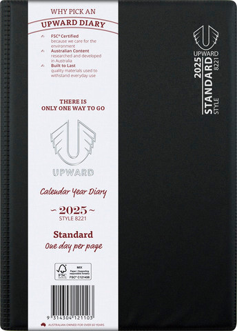 Diary Upward 8221 B5 PVC Standard Sewn Day To A Page Y2026