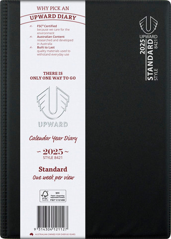 Diary Upward 8421 B5 PVC Sewn Week Open Standard Y2026
