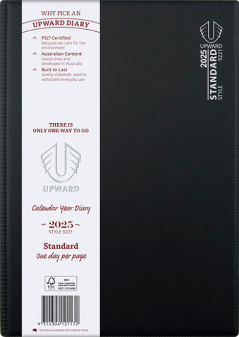 Diary Upward 9221 A4 PVC Sewn Day To A Page Standard Y2026