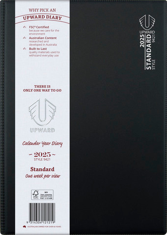 Diary Upward 9421 A4 PVC Sewn Week to an opening Standard Y2026