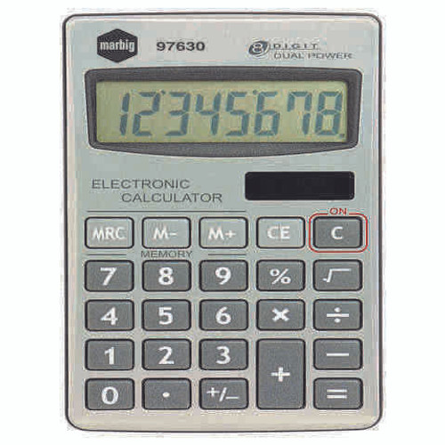 Calculator Marbig 97630 Dual Power 8 Digit Hand Held Silver