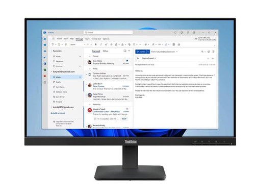 Lenovo ThinkVision S24-4E 23.8' 24' FHD IPS Monitor 1920x1080 16:9 4ms 100Hz Anti-glare Tilt VGA HDMI Tilt VESA 3yr WTY Black