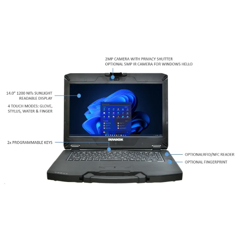 DURABOOK S14I, 14" Intel Core Ultra 5, 32GB RAM, 512GB SSD, Windows 11 Pro