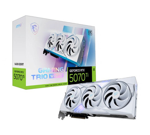 MSI nVidia GeForce RTX™ 5070 Ti 16G GAMING TRIO OC WHITE, PCI Express®Gen 5, Boost: 2572 MHz, CUDA 8960 Units, 16GB GDDR7, HDMI™ x 1