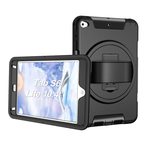 USP Rugged Samsung Galaxy Tab S6 Lite (10.4') Case Black -  Built-in-Kickstand, Hand & Shoulder Straps, DropProof, 3 Years Warranty