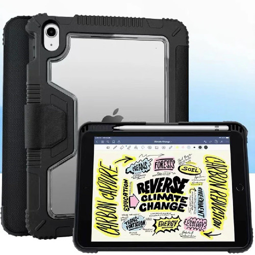 USP Rugged Apple iPad (11') (A16) (11th Gen) / iPad (10.9') (10th Gen) Case Black - Built-in-Kickstand,Hand & Shoulder Strap,DropProof,3 Years Warrant