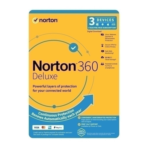 Norton 360 Deluxe 1 User 3 Devices 1 Year