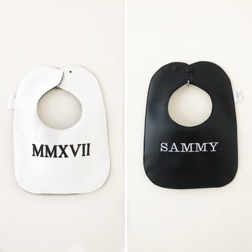 Monochrome Vinyl Bib - Birth Year in Roman Numerals