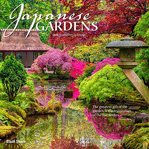 Japanese Gardens | 2024 12 x 24 Inch Monthly Square Wall Calendar | Brush Dance | Gardening Outdoor Home Country Nature