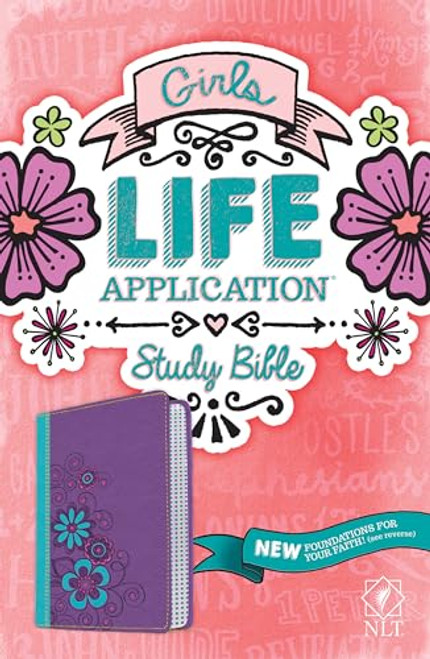 Tyndale NLT Girls Life Application Study Bible, TuTone (LeatherLike, Purple/Teal), NLT Bible with Over 800 Notes and Features, Foundations for Your Faith Sections