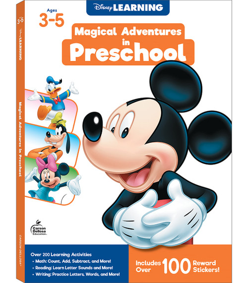 Disney Learning Magical Adventures in Preschool Workbook, PreK Math, Alphabet Letters, Colors & Shapes, Numbers, and Handwriting Practice for Toddlers, Mickey Mouse and Friends Preschool Workbooks