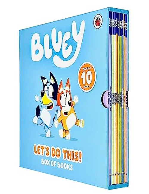 Bluey Let's Do This! Box of Books 10 Books Collection Box Set (Butterflies, Bingo, Magic Xylophone, Hammerbarn, The Pool, Creek, Beach, Grannies, Goodnight Fruit Bat & Bob Bilby)