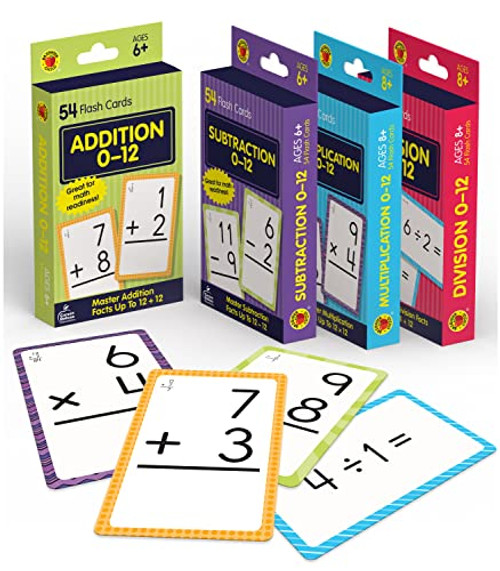 Carson Dellosa Math Flash Cards for Kids Ages 4-8, 211 Addition and Subtraction Flash Cards and Multiplication and Division Flash Cards for Kindergarten, 1st, 2nd, 3rd, 4th, 5th & 6th Grade