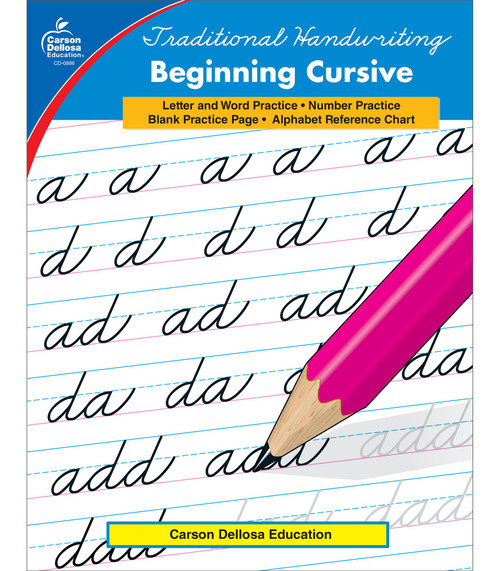 Carson Dellosa Beginning Cursive Handwriting Workbook for Kids Ages 7+, Letters, Numbers, and Sight Words Handwriting Practice, Grades 2-5 Cursive Handwriting Workbook, (Traditional Handwriting)