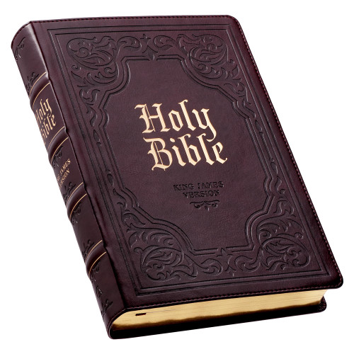 KJV Holy Bible, Giant Print Full-size Faux Leather Red Letter Edition - Thumb Index & Ribbon Marker, King James Version, Dark Brown